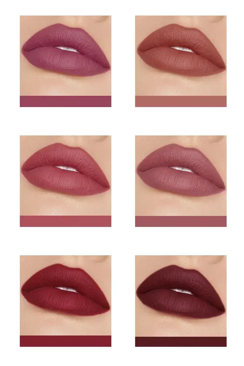 6Pcs/caixa Velvet Matte Lip Gloss